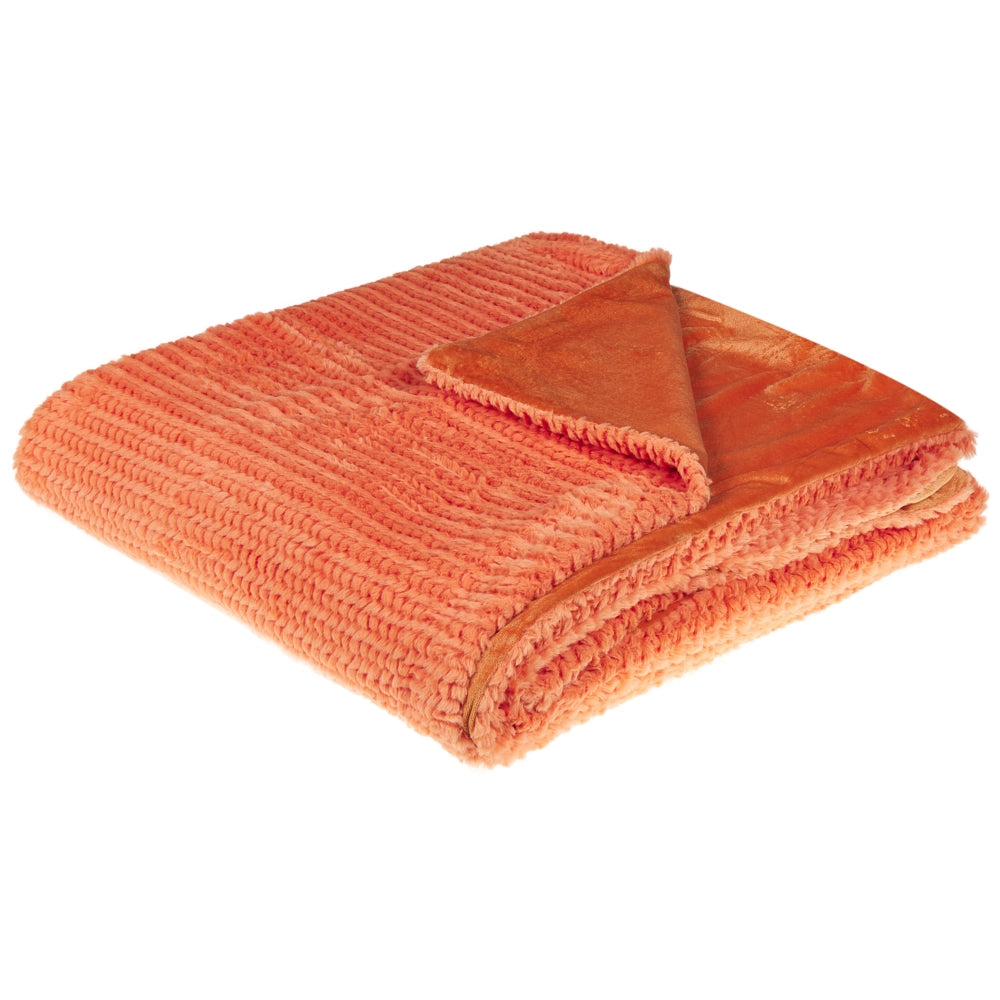 Coperta arancione in poliestere 200 x 220 cm copriletto decorativo in morbida pelliccia plaid