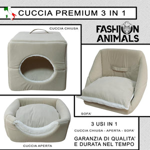 Cuccia Premium per cani e gatti - Letto morbido e confortevole - Base antiscivolo - Resistente e Facile da lavare (3 in 1-Beige)