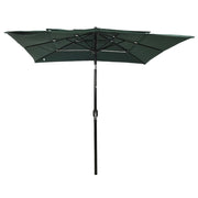 Ombrellone a 3 Livelli con Palo in Alluminio-Ombrello da giardino Verde 2,5x2,5 m