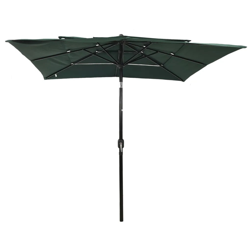 Ombrellone a 3 Livelli con Palo in Alluminio-Ombrello da giardino Verde 2,5x2,5 m