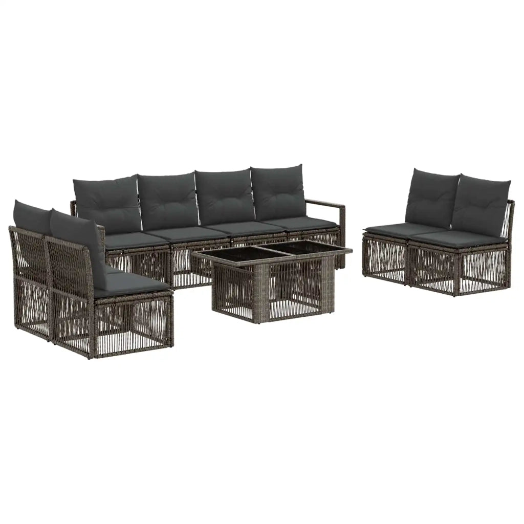 Set Divano da Giardino 9 pz Grigio e Grigio Scuro polyrattan 3437084