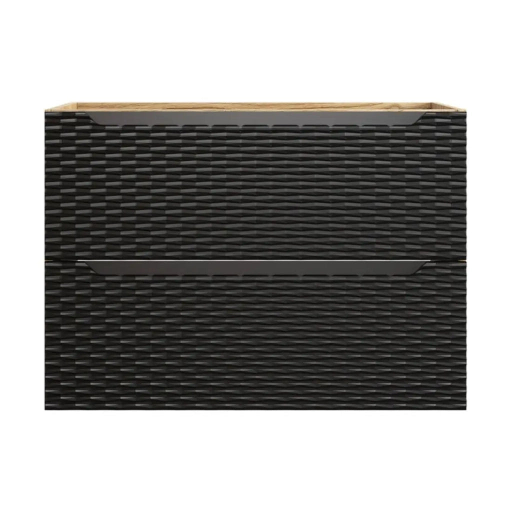 Mobile sottolavabo YOKA – 2 cassetti – Rovere chiaro e nero – L80 × P46 × H57 cm – Da appendere