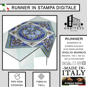 Runner da Tavola, Centrotavola Moderno per Mobili da interno o esterno Made in Italy (Giglio Bianco)