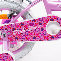 SCH PINK LOVE 14", bicicletta per bambini, adatta ad eta'  tra i 4 e i 6 anni, per altezza tra 100 e 120 cm, con cestin