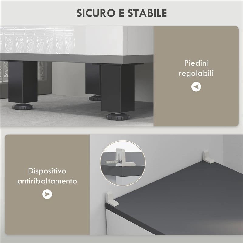 MOBILE COLONNA BAGNO CON 2 ARMADIETTI CON RIPIANI REGOLABILI E CASSETTO 34X32X190 CM BIANCO