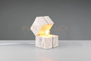 TREASURE LAMPADA DA TAVOLO ATTACCO E14 LAMPADINA  INCLUSA LEGNO BIANCO H. 16CM