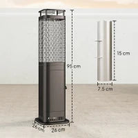 Stufa a Pellet da Esterno Potenza 6.86Kw con Base Antiscivolo, Tubo in Vetro e Rete in Metallo, Nero