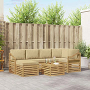 Set di divani da esterno 7 pcs Bianco e Beige Poliestere