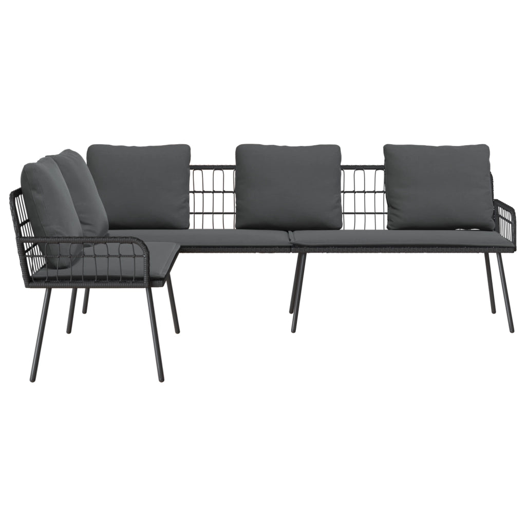 Divano ad angolo  Nero 231x173x78 cm in Polyrattan