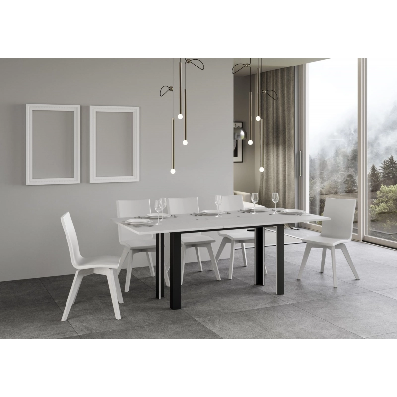 Tavolo apribile 120/200x45/90 cm Linea Double telaio Antracite - Bianco Frassino