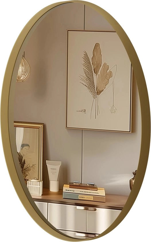 Specchio ovale in alluminio decorativo per soggiorno, camera da letto e salotto