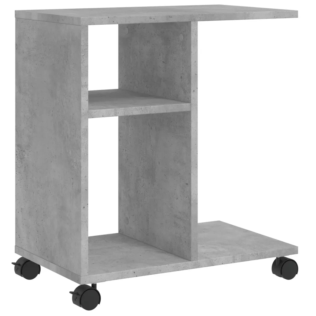 Tavolino con Ruote Grigio Cemento 50x30x55 cm Legno Multistrato 840572
