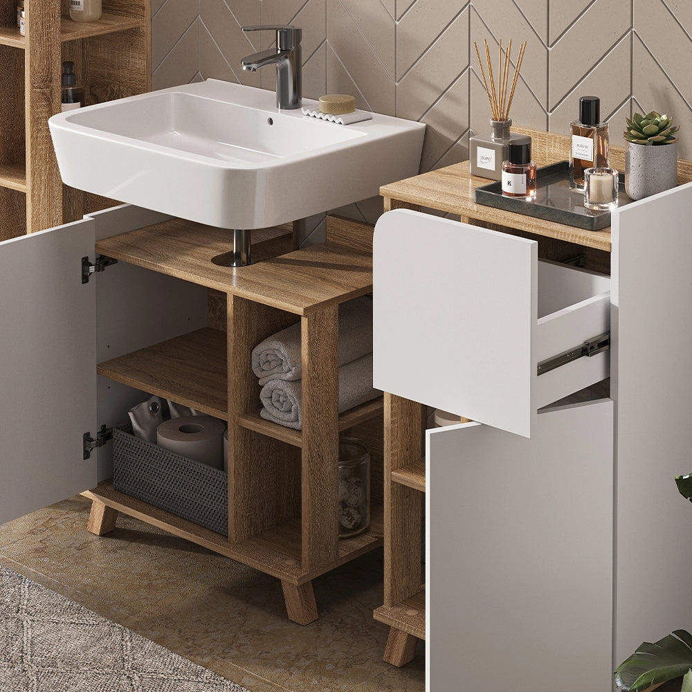 Vicco Set di mobili da bagno Sonoma/Bianco 5 parti