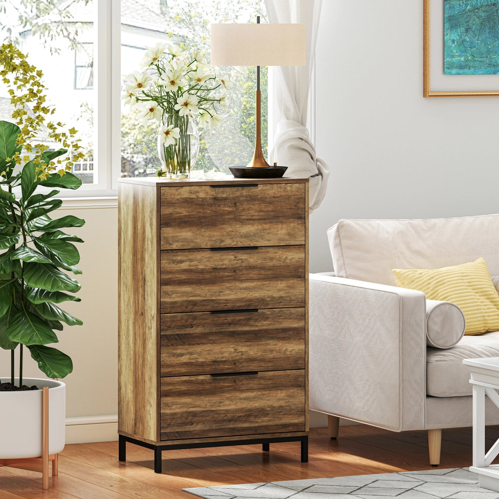 Cassettiera Comodino ¨C Zephmum ¨C 62x35x105 cm Legno Naturale