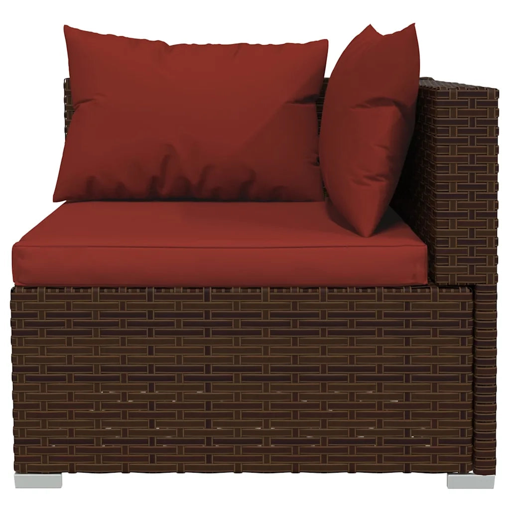 Salotto da Giardino-Set Divani da Giardino con Cuscini 3 pz in Polyrattan Marrone