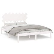 Letto matrimoniale | Letto per adulti | Giroletto Bianco 140x200 cm in Legno Massello