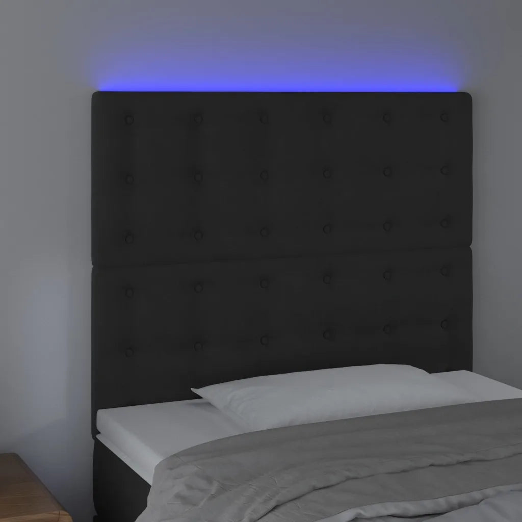 Testiera | Testata a LED Nera 80x5x118/128 cm in Velluto