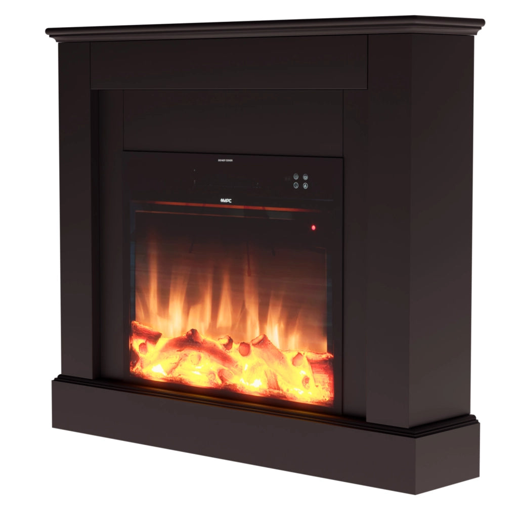 Mpc Camillo Nero Caminetto Elettrico Da Pavimento 100cm Rivestimento In Legno Nero 750w1500w Effetto Fiamma Led Ultra Realistico Termostato Automatico Telecomando Incluso Prodotto In Europa