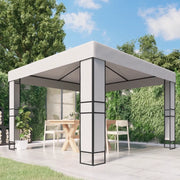 Gazebo con Tetto Doppio 3 x 3 m Bianco