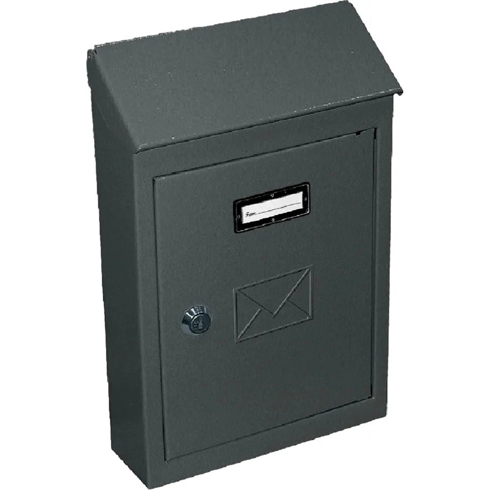 Cassetta postale esterno a parete buca lettere in acciaio tetto chiave 30x20x6cm antracite