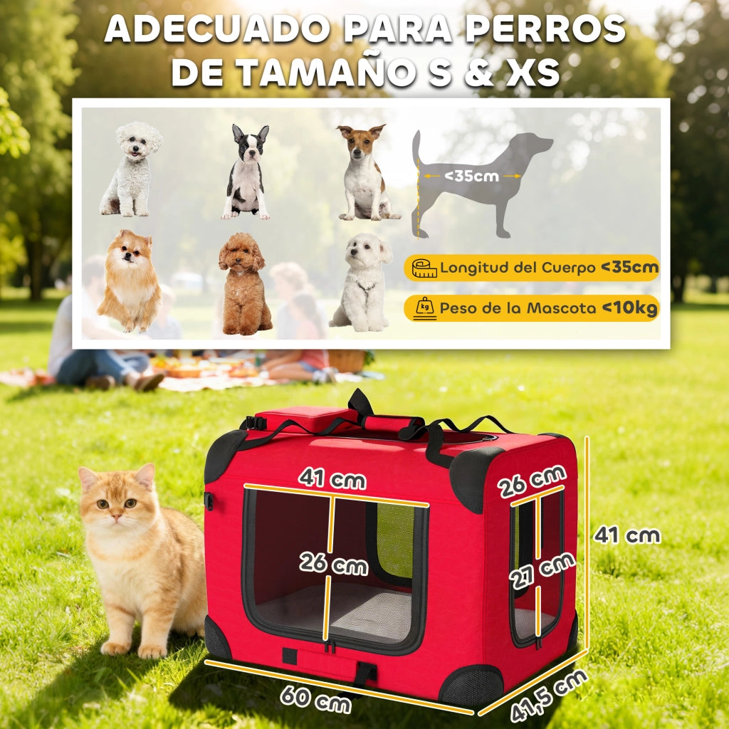 Trasportino per Cani Pieghevole con Cuscino ¨C zephmum ¨C Rosso 60x41.5x41 cm
