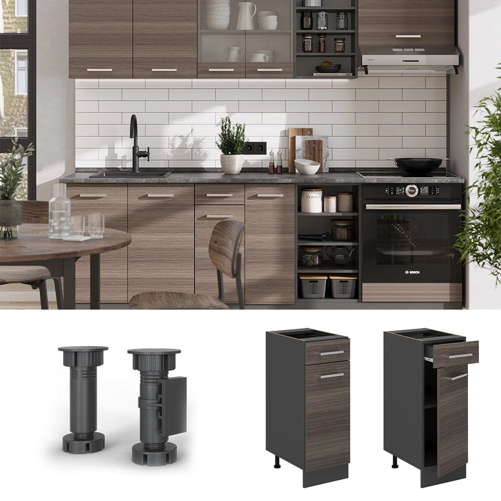 Vicco Mobiletto base per cucina Grigio nobile 30 cm PL Marmo