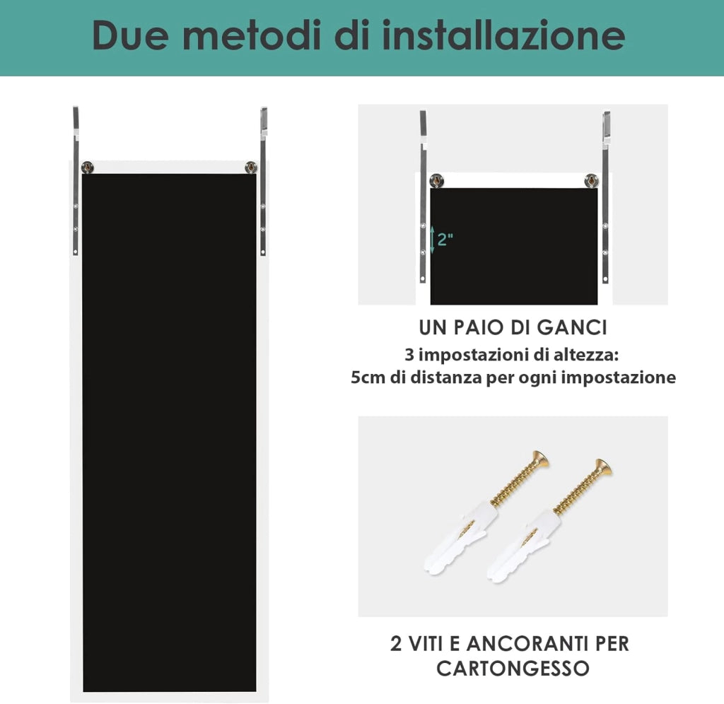 Specchio da Parete Lungo, Specchio sulla Porta o sul Muro, Specchio a Figura Intera per Camera da Letto Salone Spogliatoio,120 x 37 cm (Bianco)