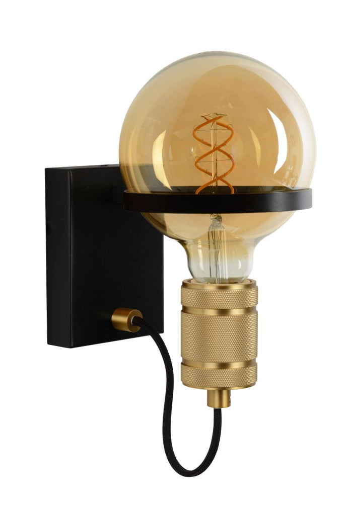 Applique Lucide Ottelien E27 60W nero ottone acciaio