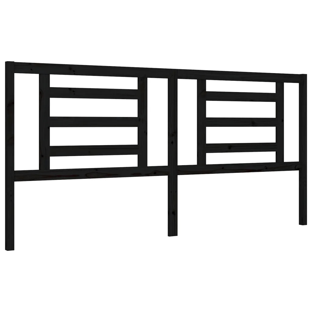 Giroletto con Testiera-Struttura Letto con testiera Nero 200x200 cm in Legno Massello 457410