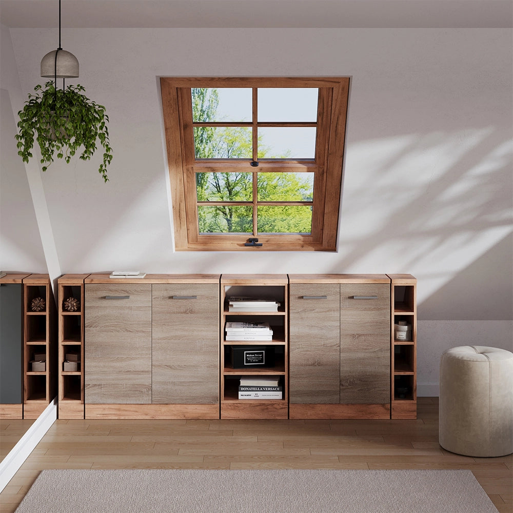 Set di mobili sottotetto Rion Sonoma/Rovere dorato 210 cm Set di 5 carcasse armadio profondità 60 cm Vicco