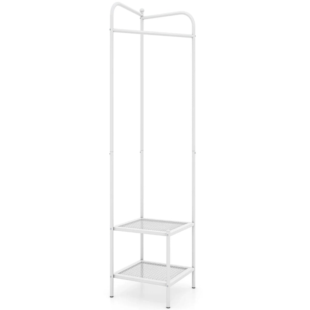 Appendiabiti da terra 42,5 x 42,5 x 193,5 cm 2 in 1 multifunzionale design contemporaneo metallo bianco 20_0018529