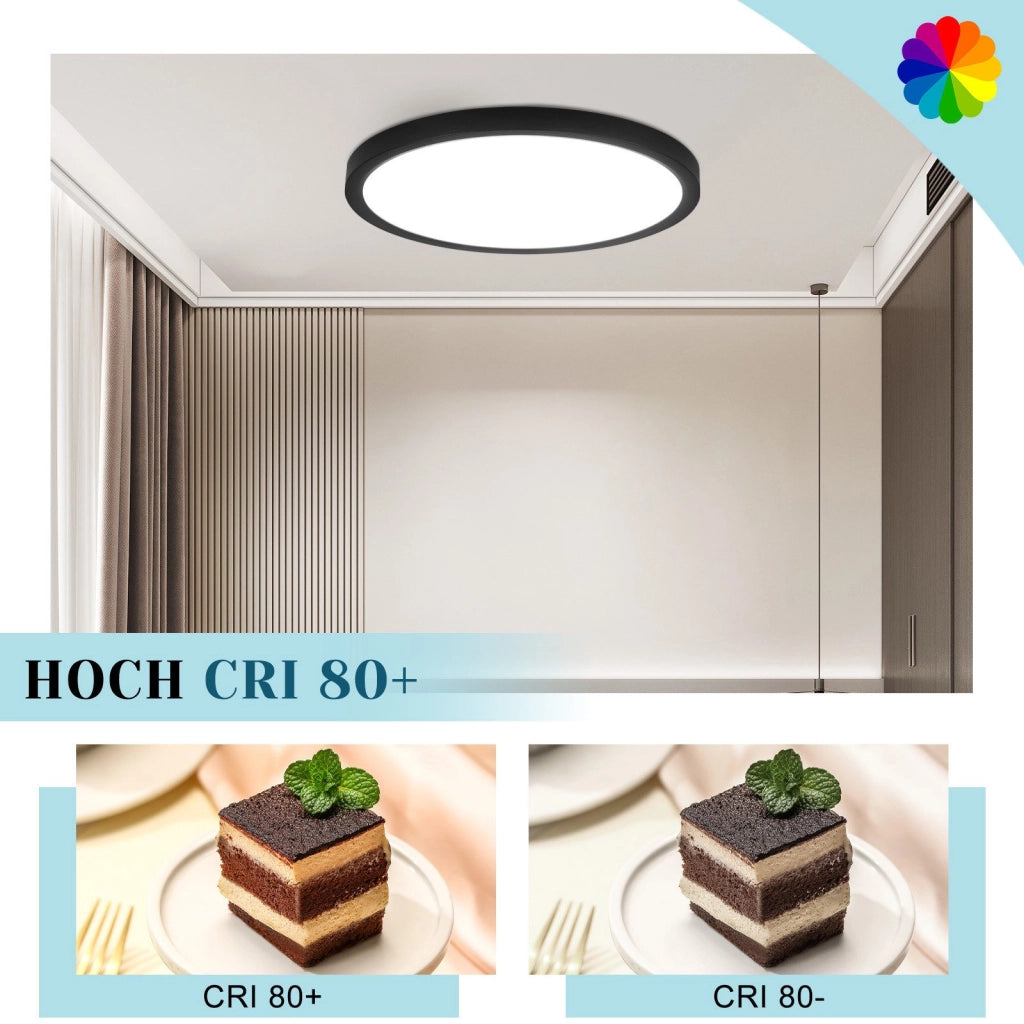 ZMH Lampada da soffitto LED piano 30 cm 24W nero 6000K moderna per cucina corridoio camera letto