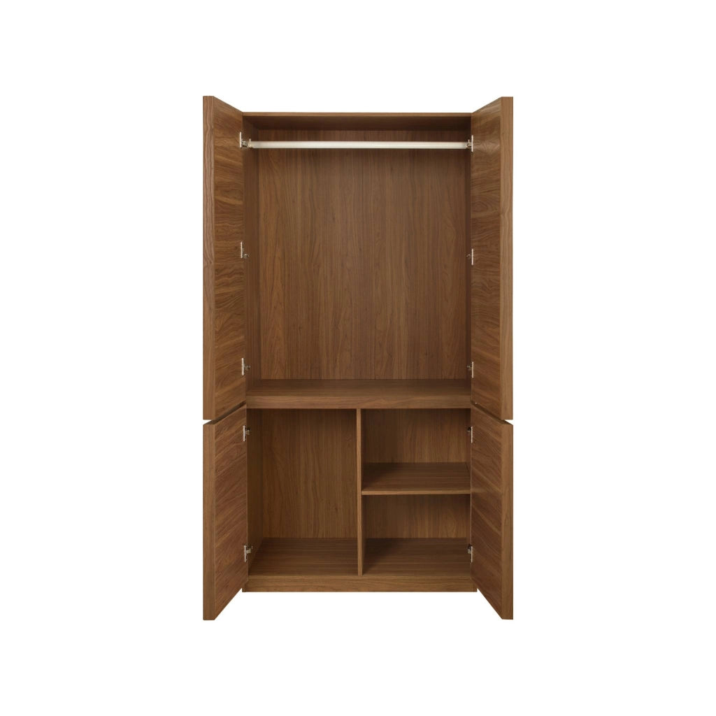 Modulo guardaroba effetto legno 4 ante 1 appendiabiti, noce