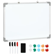Lavagna magnetica 60x1,8x45 cm con 4 pennarelli, 1 gomma, 10 magneti, cavalletto e supporto da parete.