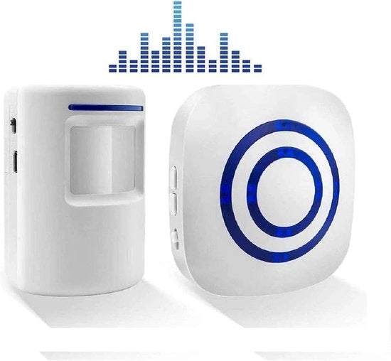 Kit di allarme di ingresso elettronico wireless con sensori PIR - rilevamento movimento - campanello di sicurezza - 3 livelli di volume - 38 toni di allarme