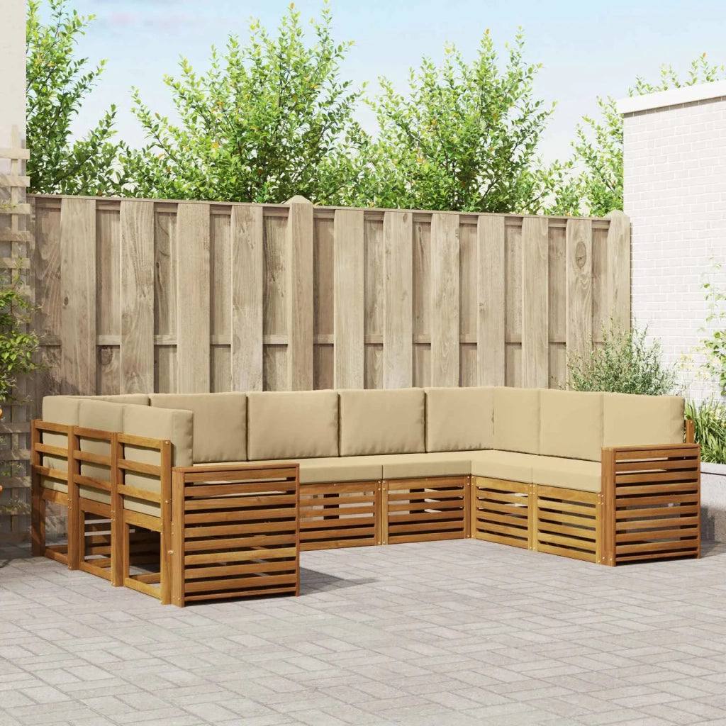 Set divano sezionale con cuscino 9 pcs Naturale e Beige 3375488