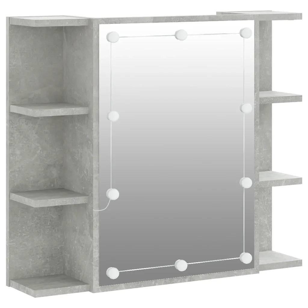 Mobile a Specchio con LED-Armadietto a Specchio Grigio Cemento 70x16,5x60 cm