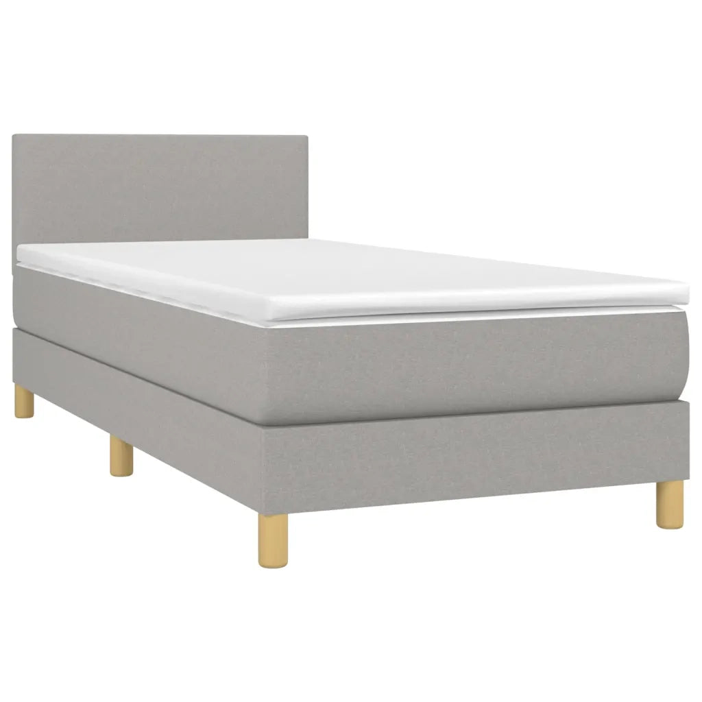 Letto a Molle Materasso e LED Grigio Chiaro 90x190 cm Tessuto