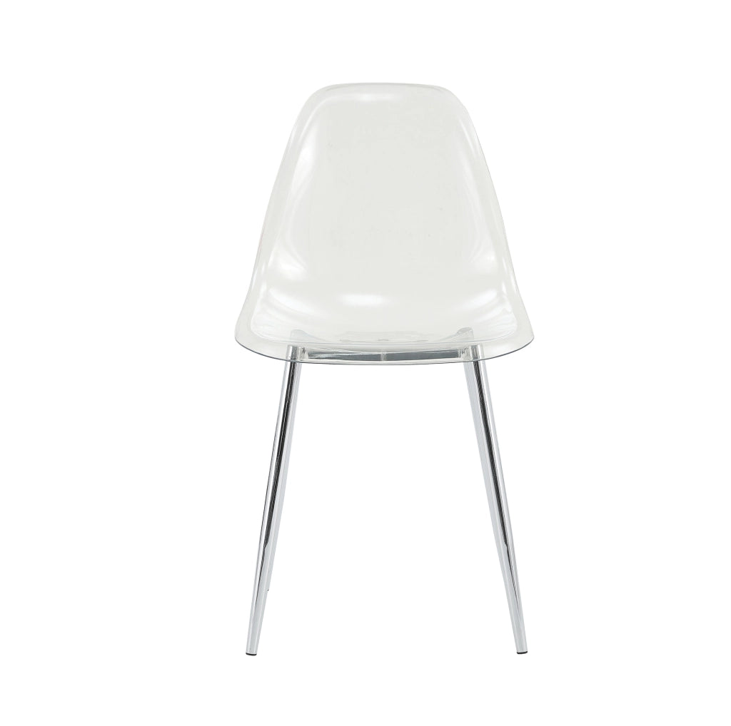 Set 4 sedie da pranzo trasparenti con gambe in metallo silver; 83 cm; seduta in plastica