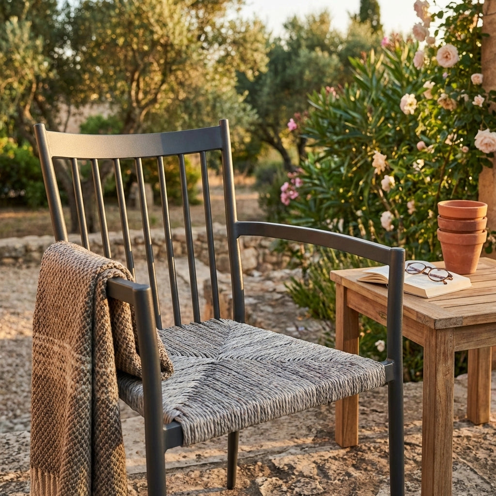 Poltrona da Giardino Impilabile in Alluminio Wicker cm 55x57x86 - BURTON