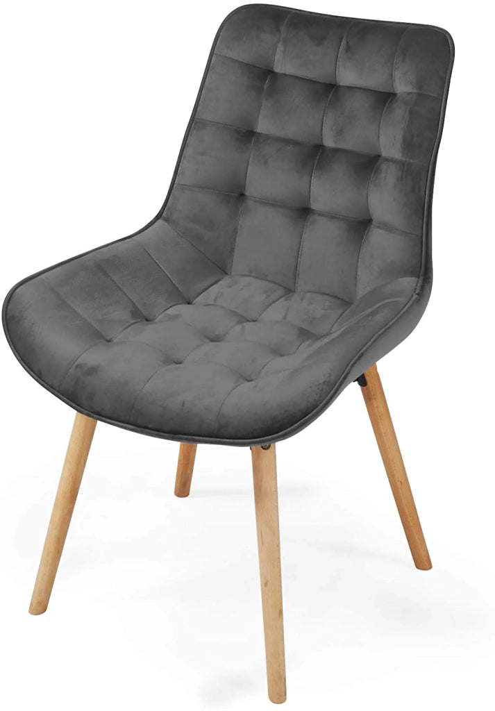 Set di 8 sedie per soggiorno e sala da pranzo con gambe in legno e velluto grigio scuro 01_0000737