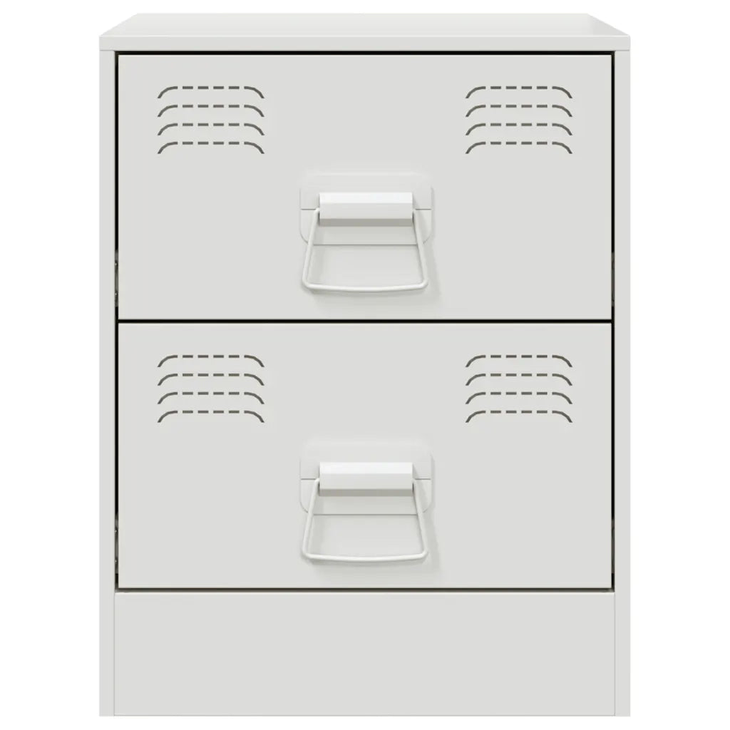 Comodino | Armadio da Notte | Mobiletto da notte Bianco 34,5x39x44 cm in Acciaio