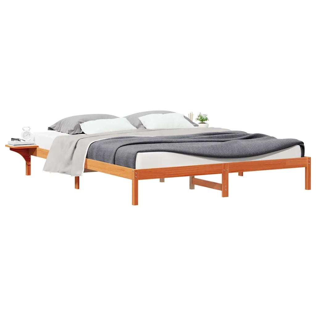 Letto con Tavolini Laterali Marrone cerato 180 x 220 cm