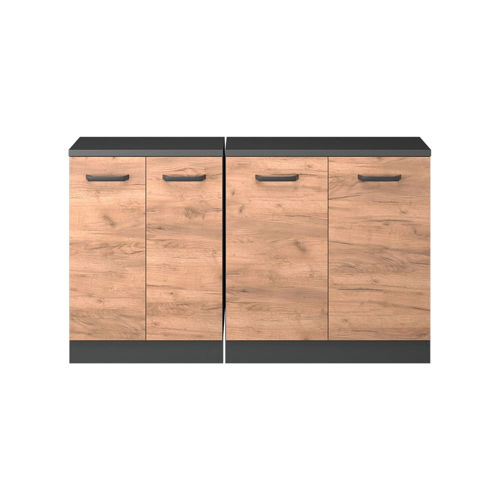 Mobile cucina sottotetto R-Line Rovere dorato/Antracite 140 cm Set di 2 carcasse armadio profondità 60 cm Vicco