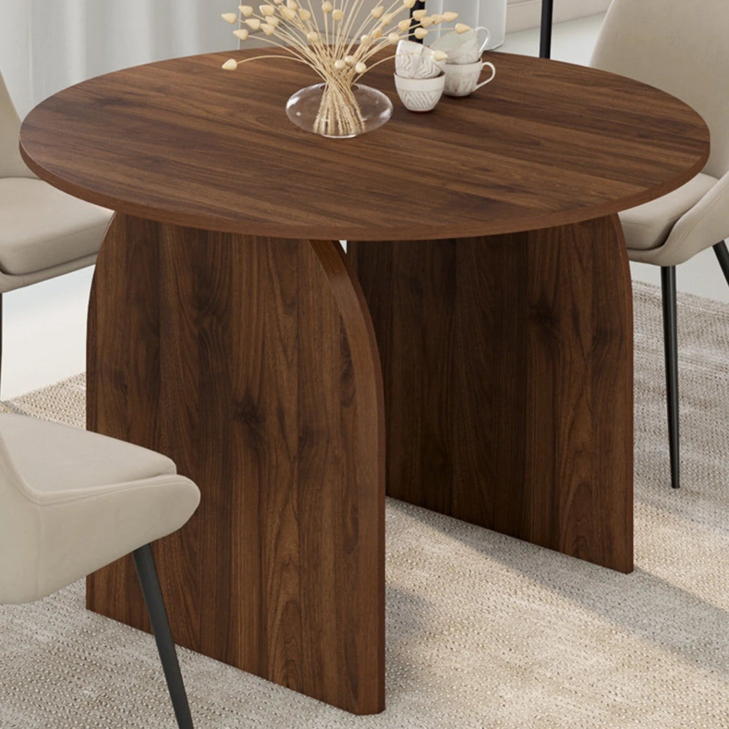 IDMarket - Tavolo da pranzo allungabile ovale in stile Japandi EDITH, da 4 a 8 persone, effetto noce, 110-150 cm
