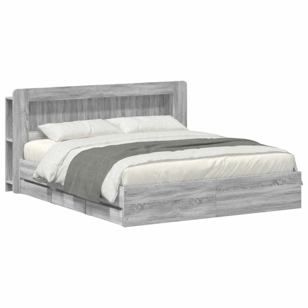 Struttura del letto con stoccaggio e testata Sonoma grigio 3434072