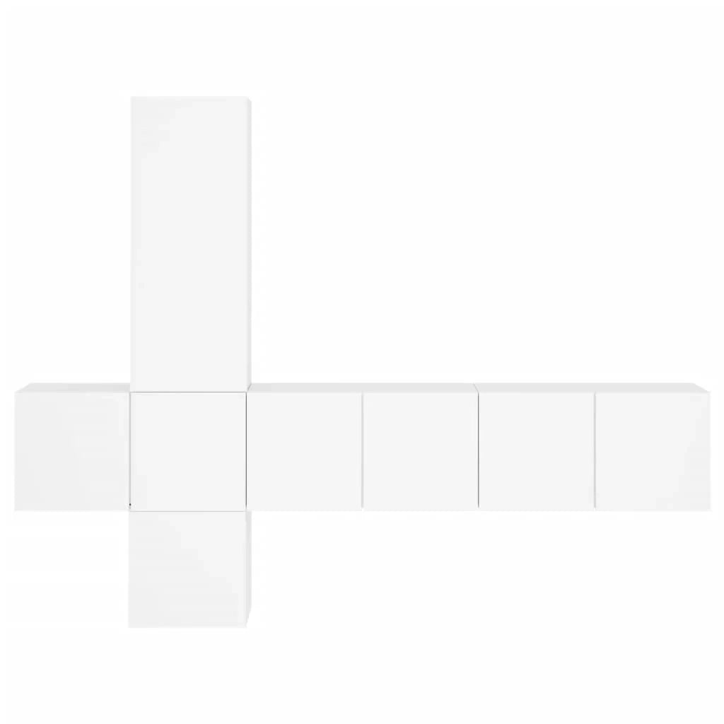 Set di mobili per TV multimediale: mensola per TV credenza sala da pranzo soggiorno camera da letto 5 pezzi legno ingegnerizzato bianco 02_0029251