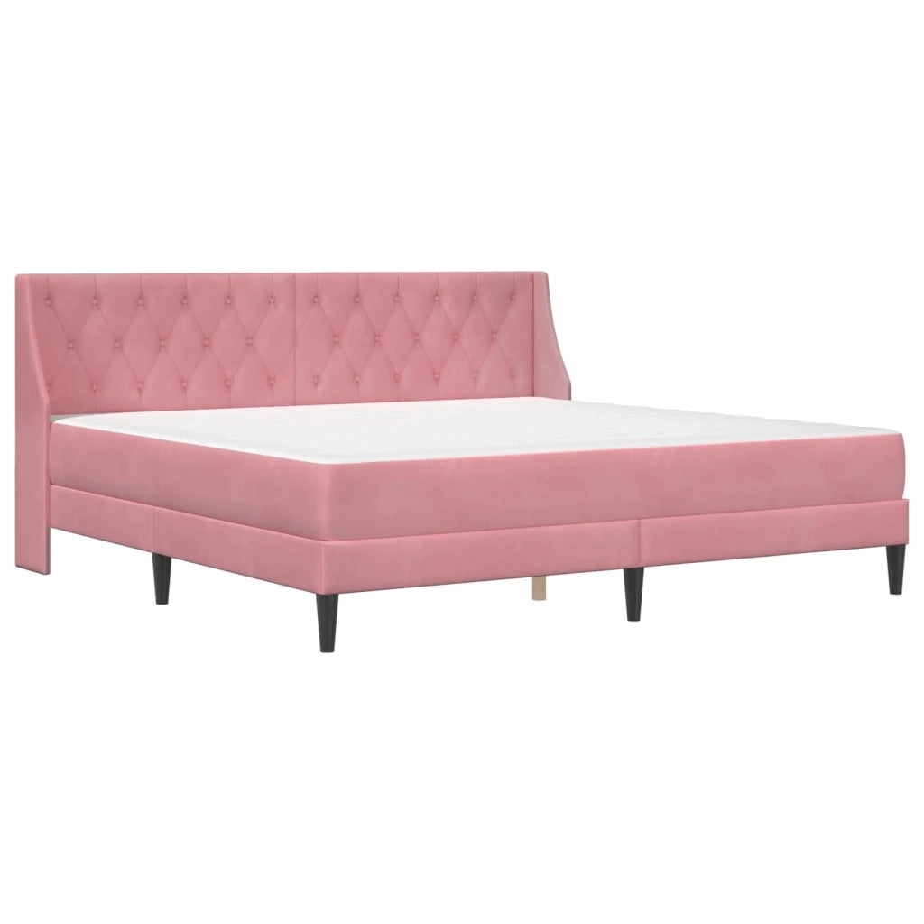 Struttura letto con materasso Rosa 200 x 200 cm Velluto 3414822