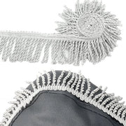 Franze di Bullion 3 metri, argento, diametro 55 cm, poliestere per tende, sciarpe, coperte, ricamo.