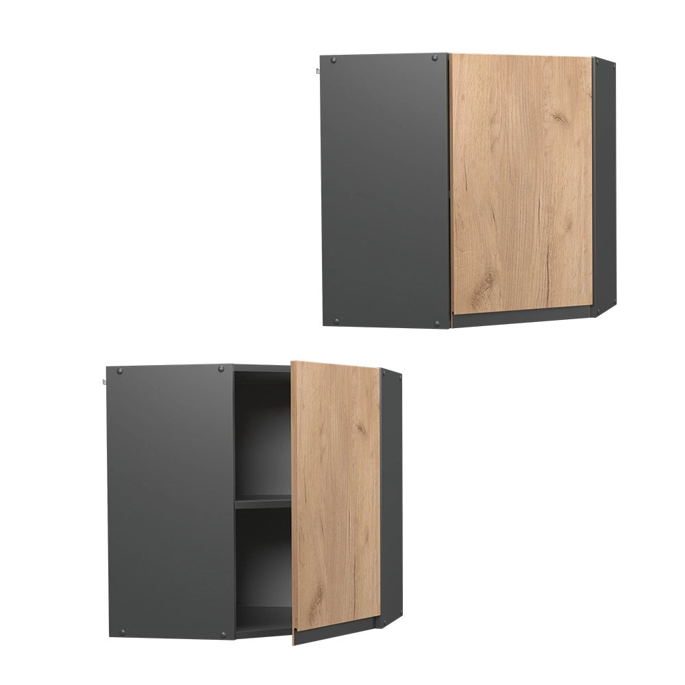 Mobile angolare da cucina R-Line Rovere dorato/Antracite 57 cm Forma a J Vicco